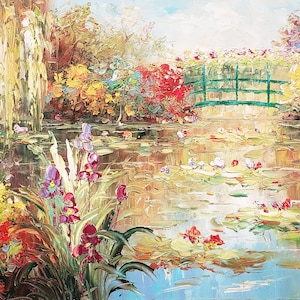Garden Pond #2 - 12x16, 100% Hand Painted Oil Painting on Canvas
