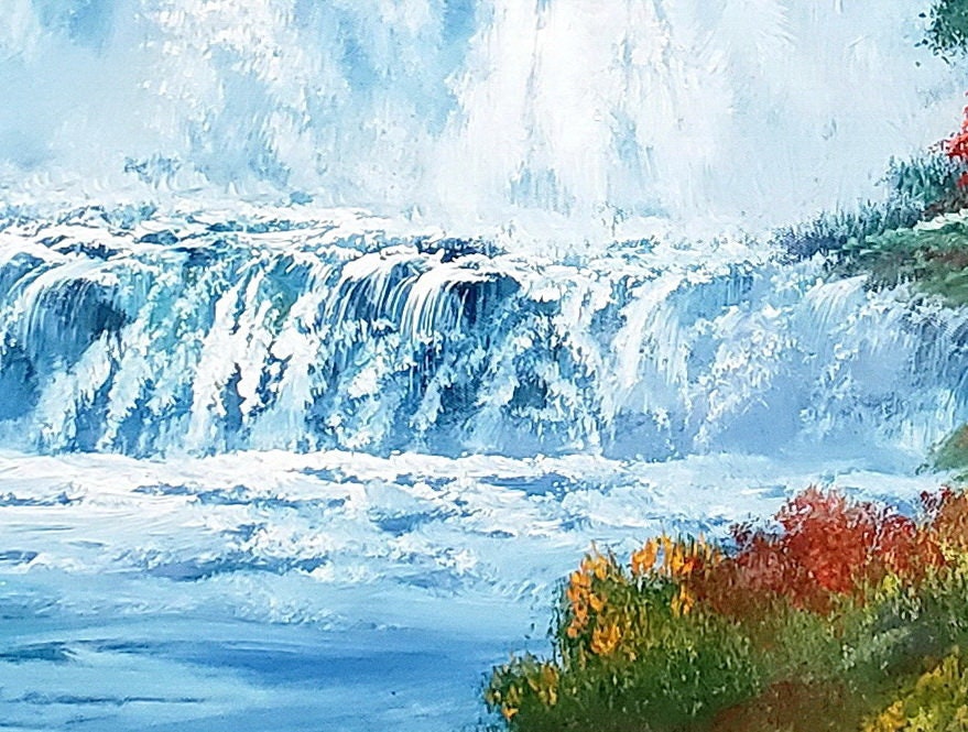 Waterfall Landscape #3, 24x48 100% Hand Painted Oil Painting on Canvas ...