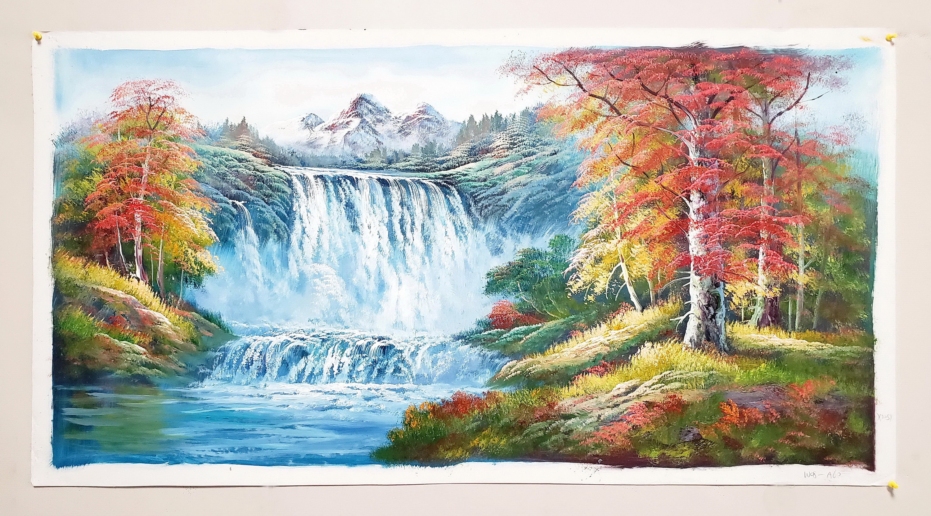 Waterfall Landscape #3, 24x48 100% Hand Painted Oil Painting on Canvas ...