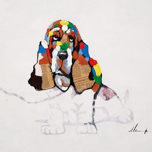 Basset Hound, 20x24 - Acrylic & Oil mixed Painting on Giclee Canvas