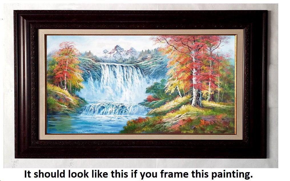 Waterfall Landscape #3, 24x48 100% Hand Painted Oil Painting on Canvas ...