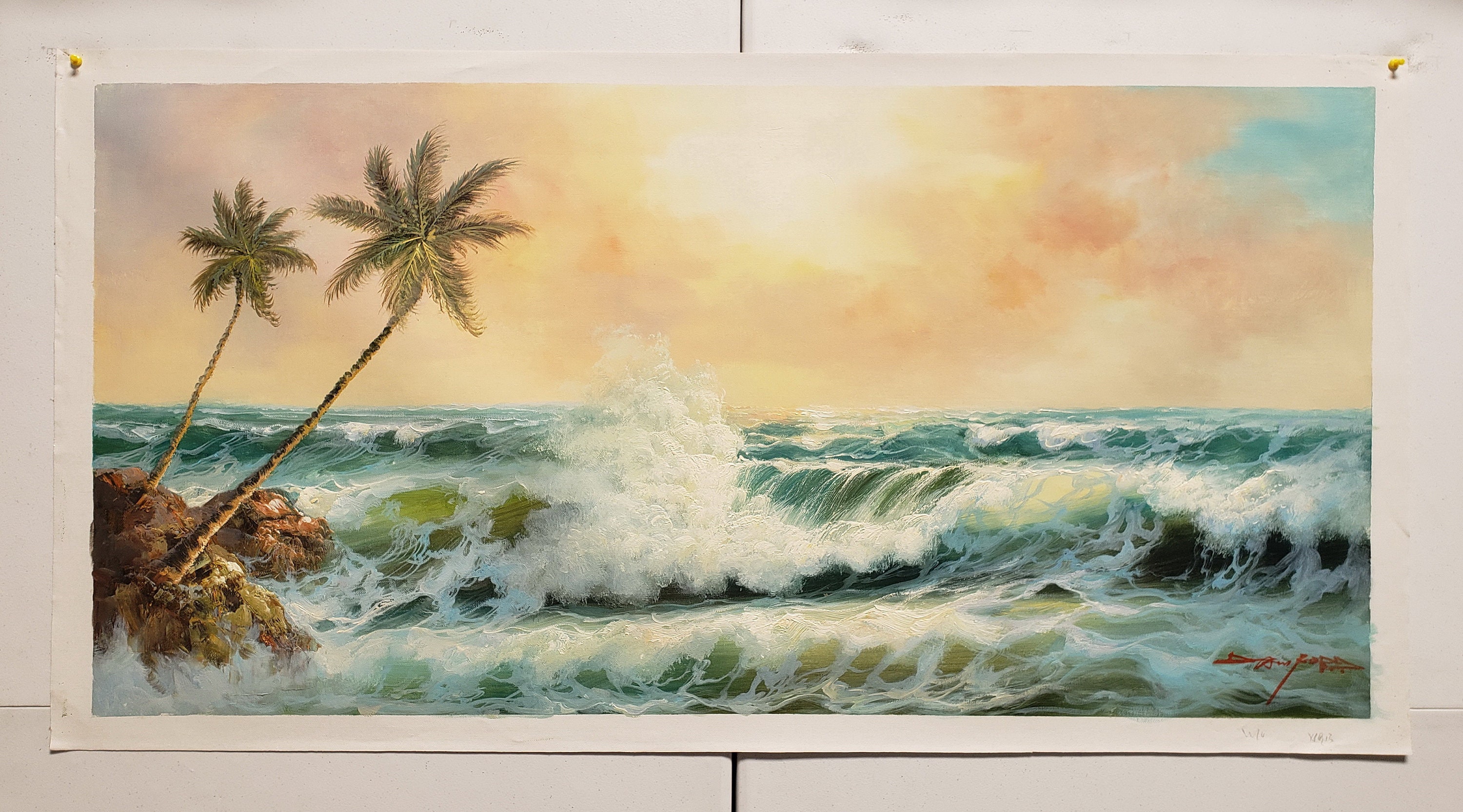 Seascape - #4, 24x48 100% Hand Painted Oil Painting on Canvas - Etsy