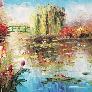 Garden Pond #25 -12x16, 100% Hand Painted Oil Painting on Canvas