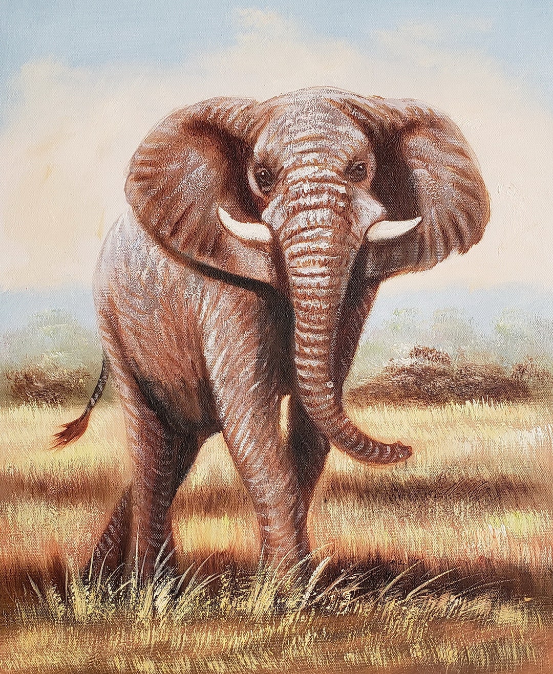 絵画  ｜手描き｜油絵 ｜オリジナル ｜象 ｜ELEPHANT Elephant #12, 16x12, 100% Hand Painted Oil Painting on Canvas - Etsy