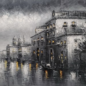Venice B/W - ETV-1, 24x36 - 100% Hand Painted  Oil Painting on Canvas,