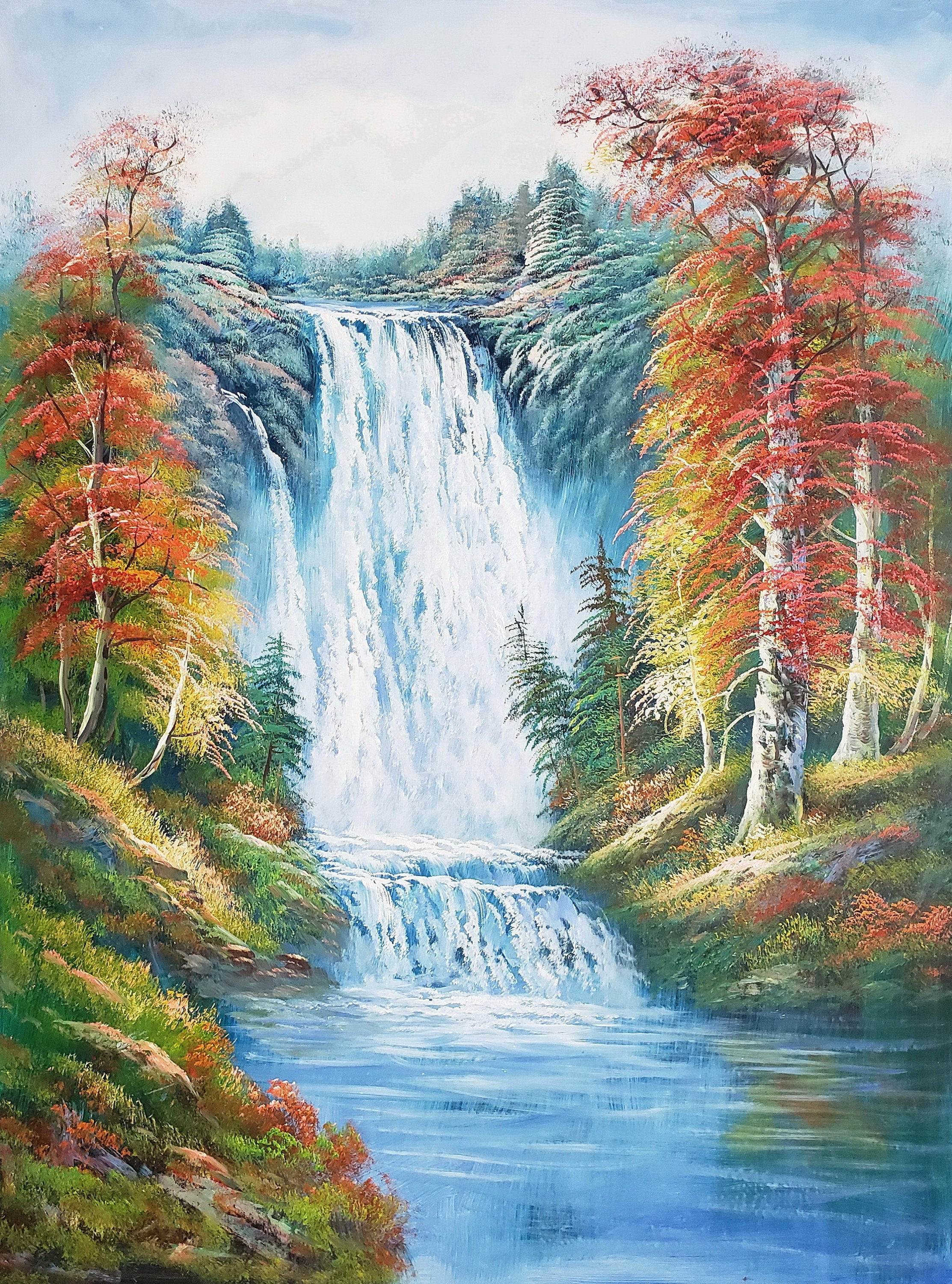 Nature Kids Painting by Numbers Waterfall Easy Child Design Wall