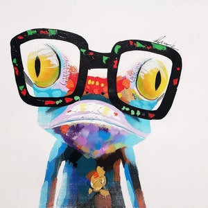 Happy Frog - #1A, 24x36 - Acrylic & Oil mixed Painting on Giclee Canvas