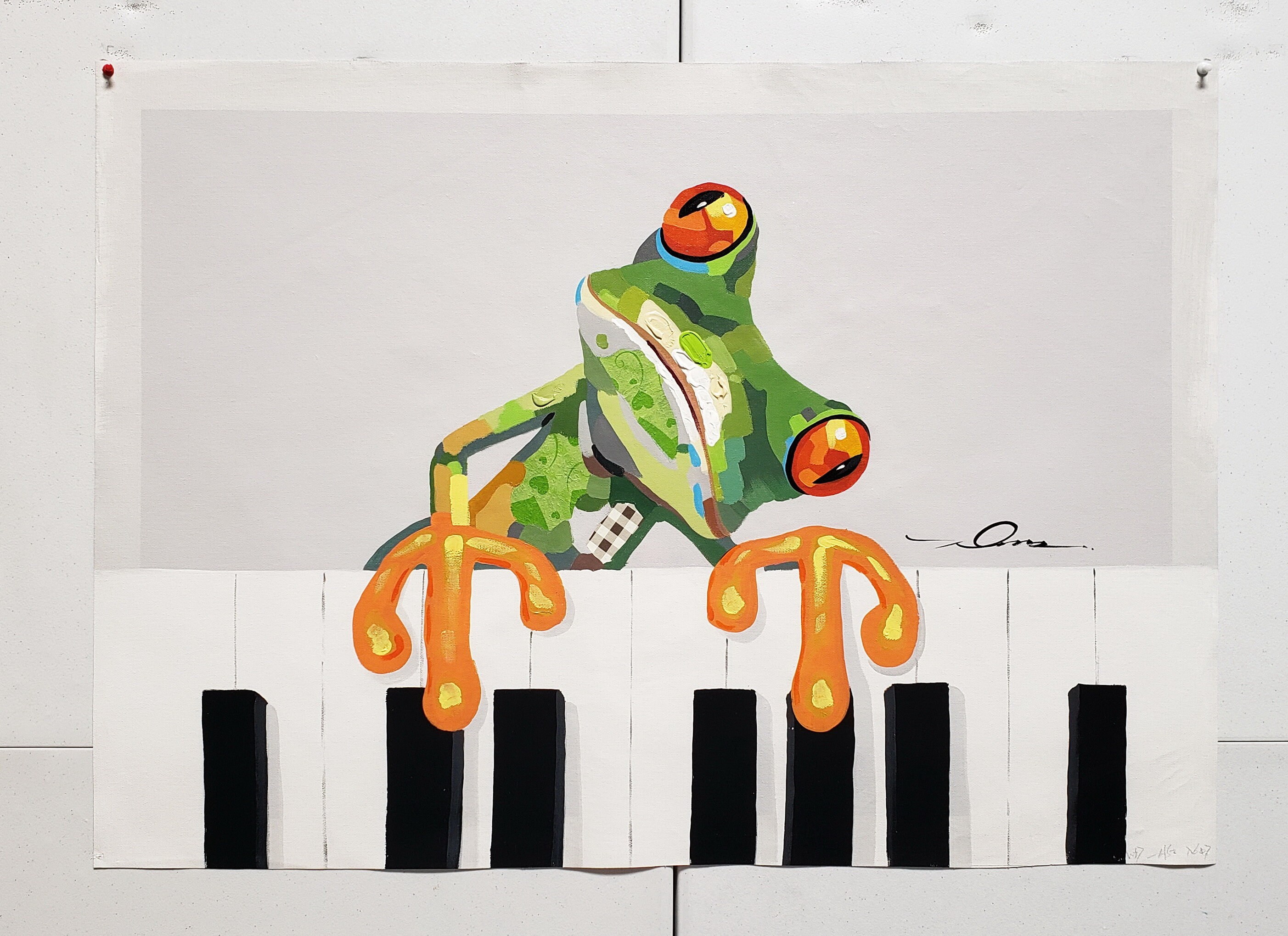 Frog Playing Piano 24x36 Acrylic & Oil mixed Painting on Etsy
