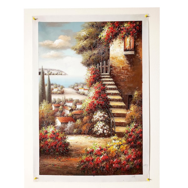 Tuscan Step, 36x24. 100% Hand Painted Oil Painting on Canvas