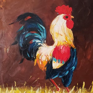 Rooster - #11, 24x20, 100% Hand Painted Oil Painting on Canvas
