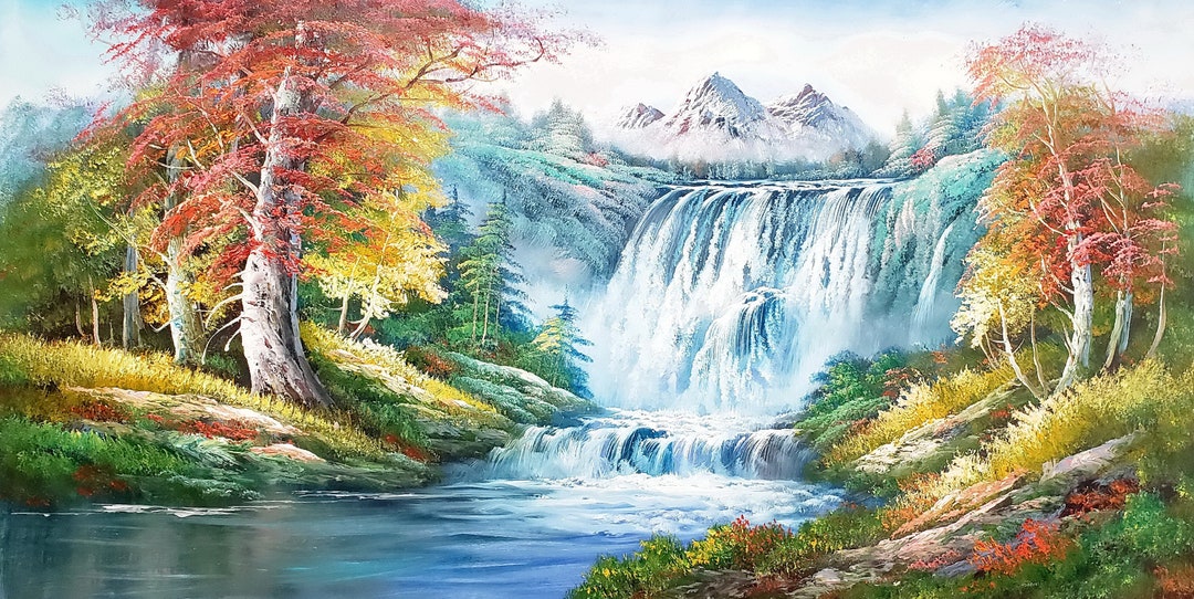 Acrylic painting on canvas board - Chitra Art - Paintings & Prints,  Landscapes & Nature, Waterfalls - ArtPal