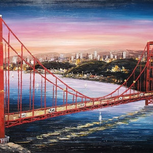 Golden Gate Bridge - #1,  24x36  100% Hand Painted  Oil Painting on Canvas,