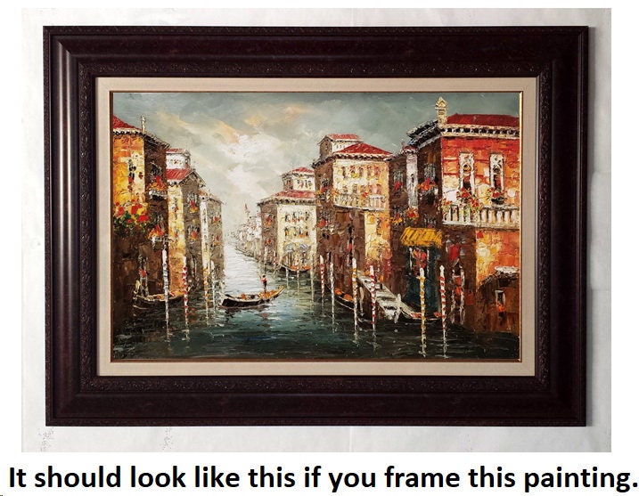 Venice Cafe - #VN-6, 24x36 - 100% Hand Painted Oil Painting on