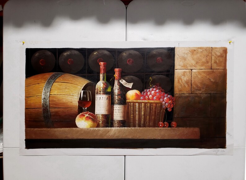 Classic Wine Cellar 2 24x48 100 Hand Painted Oil Painting Etsy