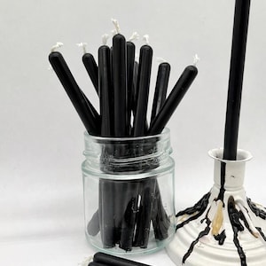 Black Ritual Candles – Handmade Beeswax Spell Candles | Witch Altar Tools | Protection & Shadow Work | No Paraffin