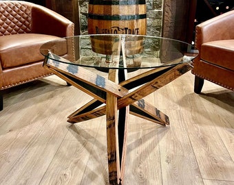 Whiskey Barrel Stave Coffee Table | Living Room Coffee Table | Side Table