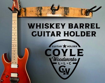 Three Guitar Holder | 3 Guitar Hanger | Three Guitar Rack - Made From a Whiskey Barrel
