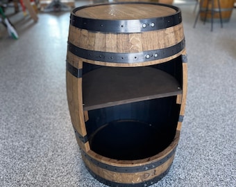 Whiskey Barrel with Shelf