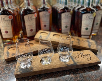 Glencairn Flight Board Made From Authentic Whiskey Barrel Stave