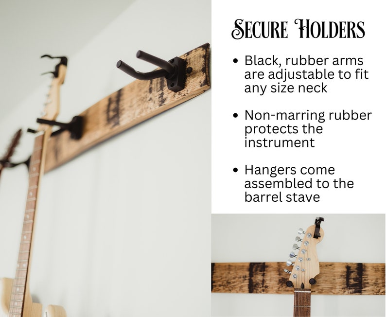 Whiskey Barrel Guitar Hanger| Guitar Wall Mount | Guitar Stand Ukulele Hanger and Gift for guitarist | Bass Hanger | Bass Stand | Guitar Hanger | Guitar Wall Mount | Guitar Holder | Instrument Hanger | Guitar holder | Guitar Hanger | Electric Hanger