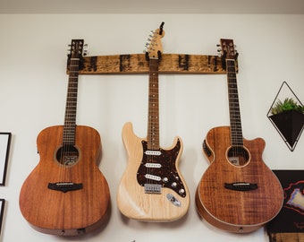 Whiskey Barrel Guitar Wall Mount / Guitar Rack para 1, 2 o 3 instrumentos / Guitar Holder Hanger / Guitar Stand / Regalos para guitarristas