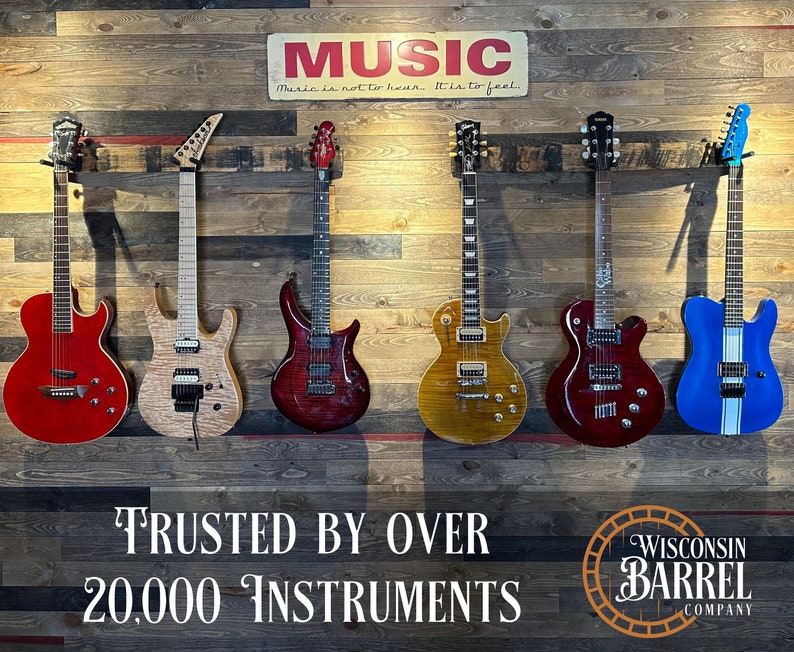 Whiskey Barrel Guitar Hanger| Guitar Wall Mount | Guitar Stand Ukulele Hanger and Gift for guitarist | Bass Hanger | Bass Stand | Guitar Hanger | Guitar Wall Mount | Guitar Holder | Instrument Hanger | Guitar holder | Guitar Hanger | Electric Hanger