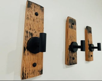 Bourbon Barrel Stave Towel Hanger | Rustic Bathroom Decor