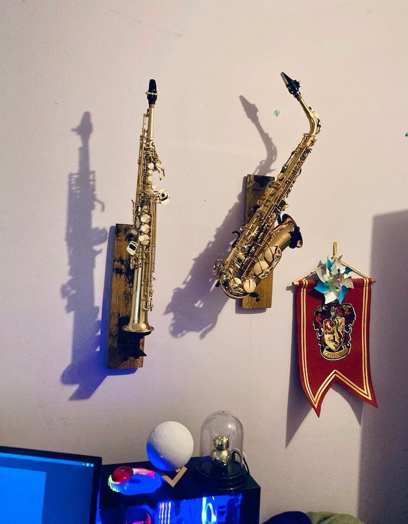 Whiskey Barrel Stave Saxophone Wall Mount Saxophone Hanger Etsy