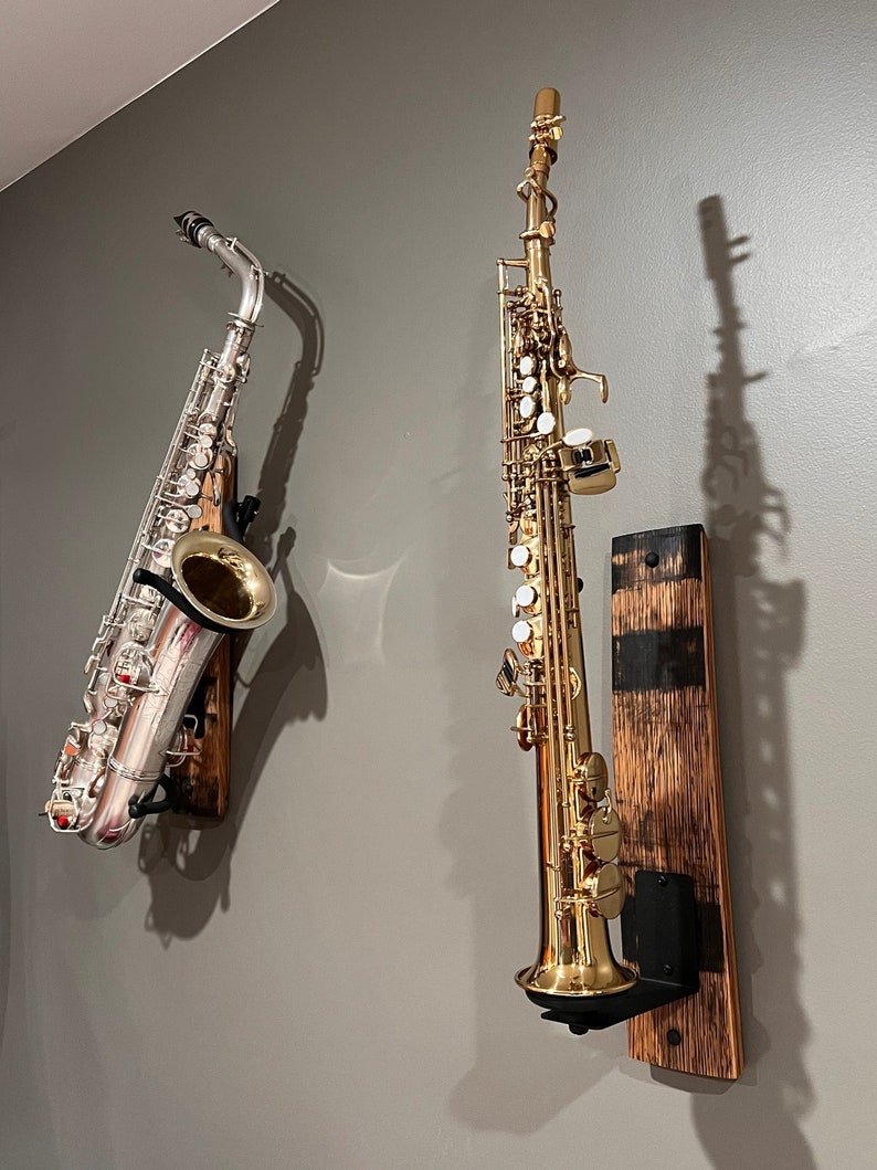 Whiskey Barrel Stave Saxophone Wall Mount Saxophone Hanger Etsy