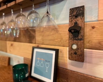 Magnetic Bottle Opener Made From a Whiskey Barrel Stave