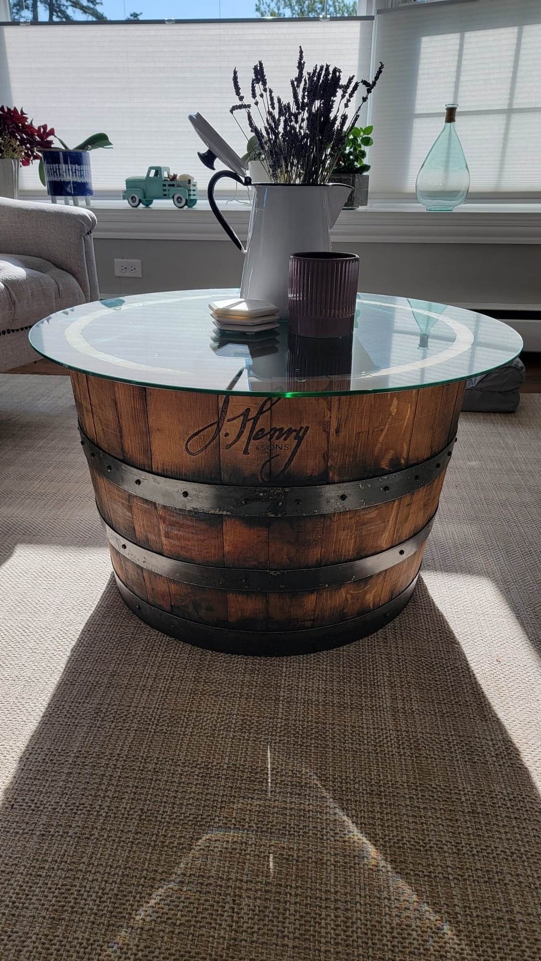 Halfbarrel Coffee Table Personalized Whiskey Barrel Coffee Table With