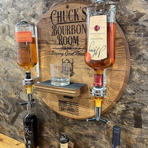 Personalized Bar Sign With Liquor Dispenser | Bourbon Dispenser