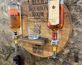 Personalized Bar Sign With Liquor Dispenser | Bourbon Dispenser