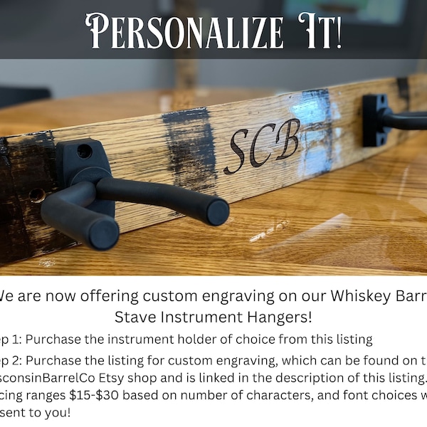 Personalization Add-on** to your Barrel Stave Guitar Hanger Purchase