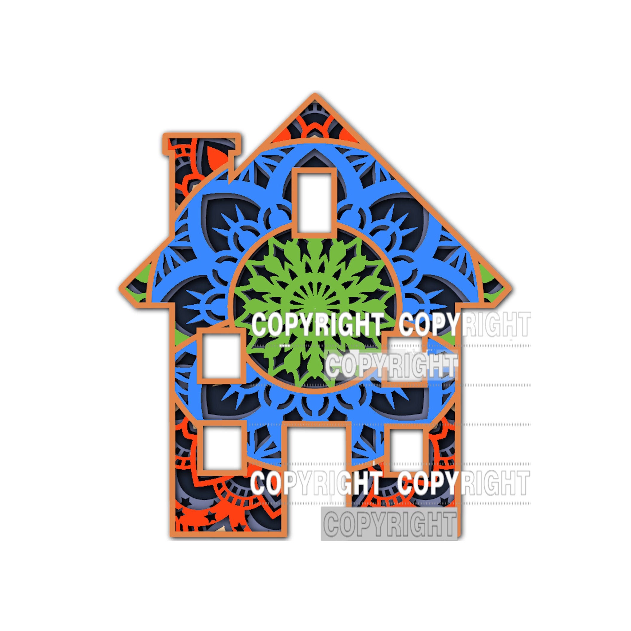 Download Layered House Mandala Cutting File For Cnc Laser Or Cutting Etsy