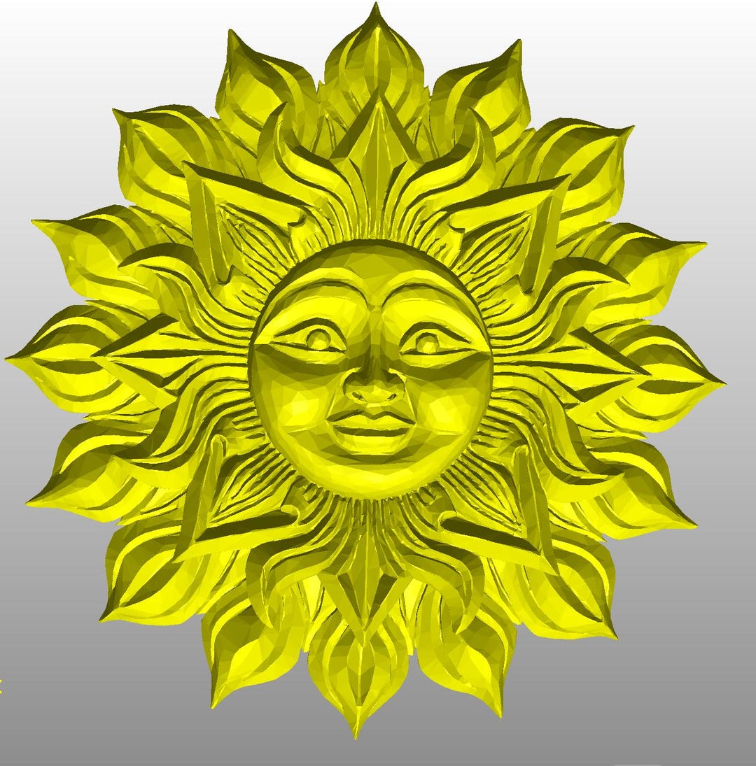Sun STL Files for 3d Printing a Wall Plaque or May Be Glued Back to ...