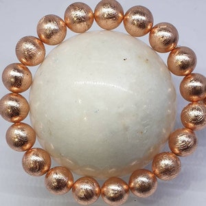 Natural Gibeon iron nickel meteorite 18K Rose Goldplated 10mm beads bracelets