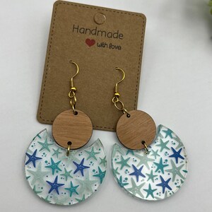Starfish earrings acrylic earrings,starfish,beach jewelry,summer earrings, vacation dangles,starfish jewelry,island,cruise,gift for her