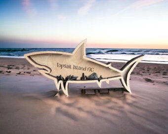Shark teeth shadow box beach vacation tooth treasures home decor beach house gift collecting collection
