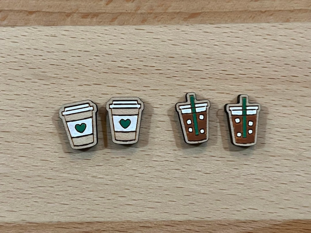 Stud Tea Hand-painted Coffee & Tea Stud Earrings - Hypoallergenic Stainless ...