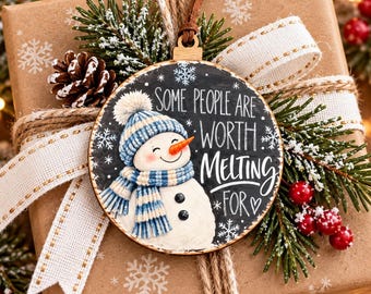 Snowman Christmas Ornament, Friendship Gift, Best Friend Gift, Rustic Christmas Decor