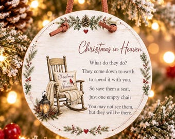 Christmas in Heaven Memorial Ornament, Sympathy Gift for Loss of Loved One, Rocking Chair Remembrance, Bereavement