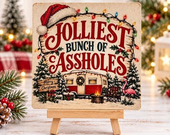 Funny Christmas Camper Scene with Mini Easel