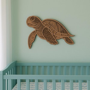 Marine Life Layered Wooden Sea Turtle Wall Art – Ocean Decor, Beach House, Handcrafted Seaside image 11