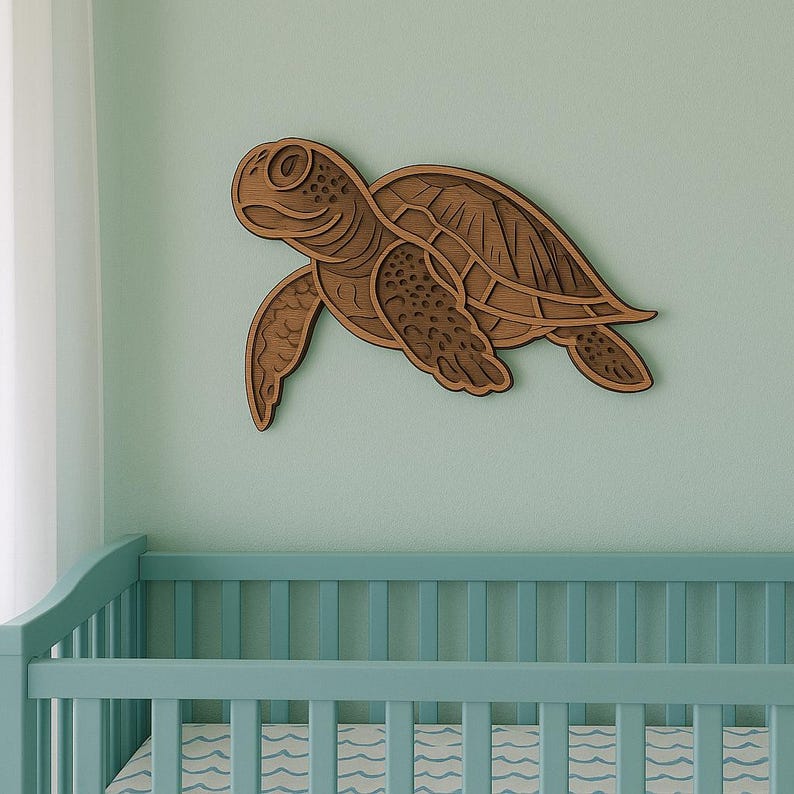 Marine Life Layered Wooden Sea Turtle Wall Art – Ocean Decor, Beach House, Handcrafted Seaside image 11