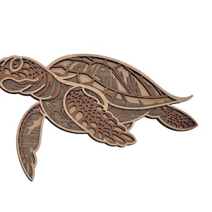 Marine Life Layered Wooden Sea Turtle Wall Art – Ocean Decor, Beach House, Handcrafted Seaside bir wal mah cher
