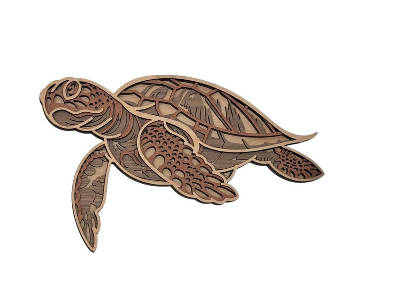 Marine Life Layered Wooden Sea Turtle Wall Art – Ocean Decor, Beach House, Handcrafted Seaside bir wal mah cher