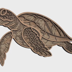 Marine Life Layered Wooden Sea Turtle Wall Art – Ocean Decor, Beach House, Handcrafted Seaside image 5