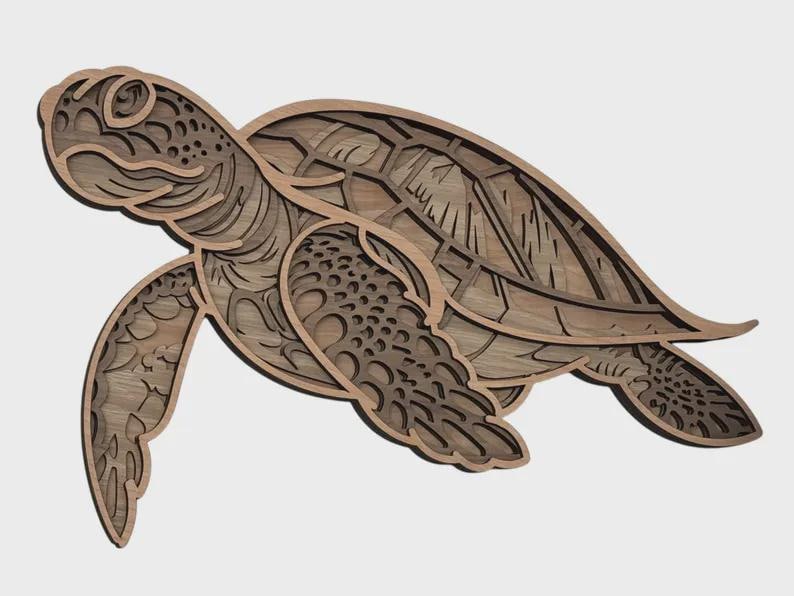 Marine Life Layered Wooden Sea Turtle Wall Art – Ocean Decor, Beach House, Handcrafted Seaside image 5