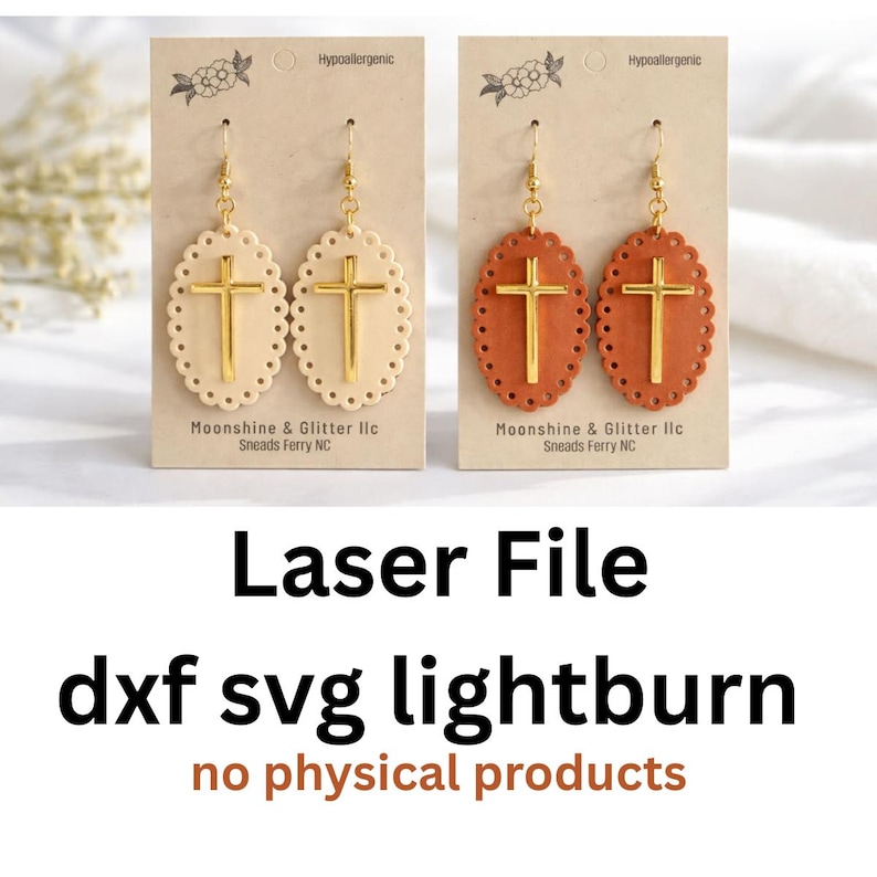 Cross Earrings Laser Cut File SVG DXF Lightburn| Scalloped Dangle ...
